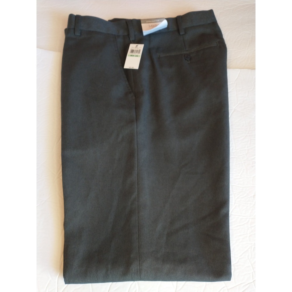 Van Heusen New Gray Flat Front‎ Straight Fit Traveler Dress Pants Size 34X34 $60